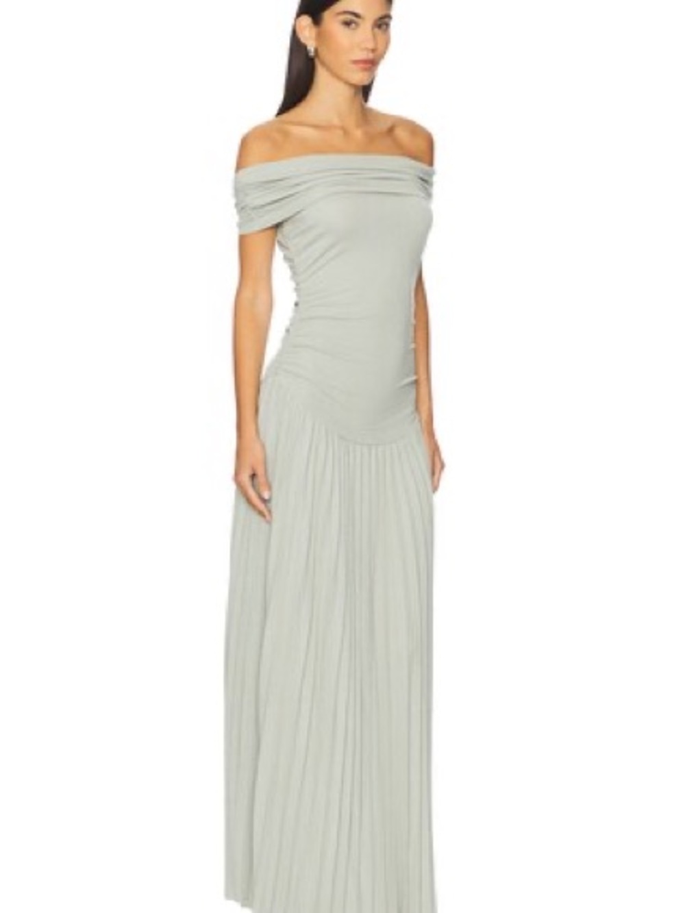 Lioness Field Of Dreams Maxi Dress Off-Shoulder Light Sage Green Dress Sz M